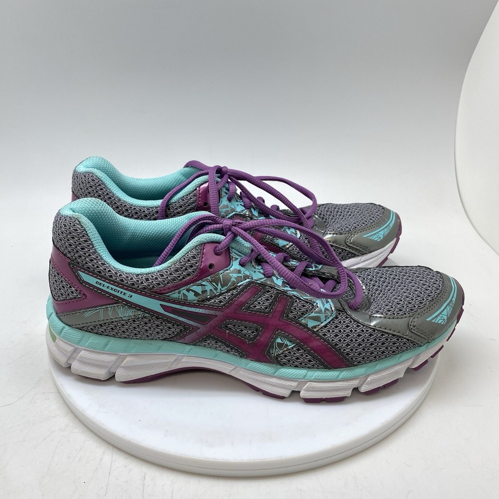 Asics Sneakers Womens 9 Gel Excite 3 T5B9N Silver Purple Lace Up Running Shoes